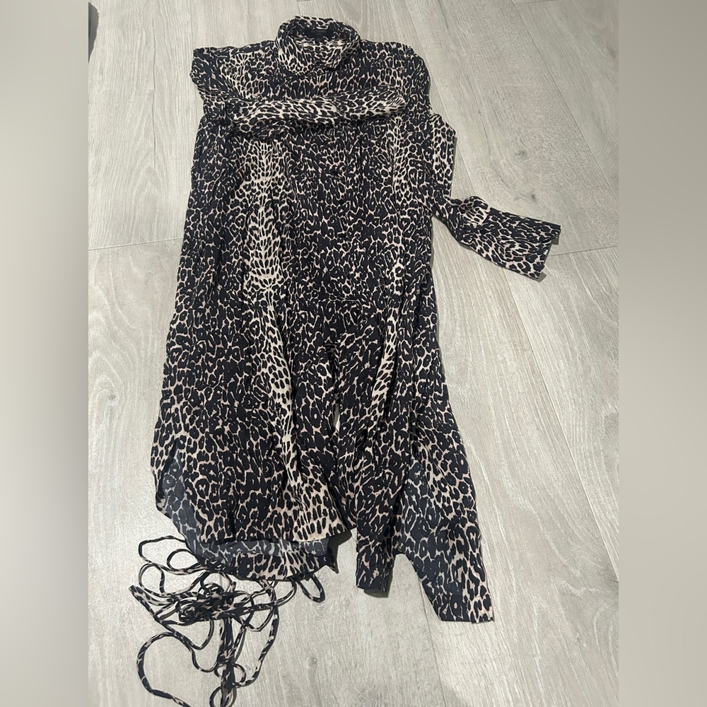 All saints leopard midi dress long sleeve - Picture 14 of 14